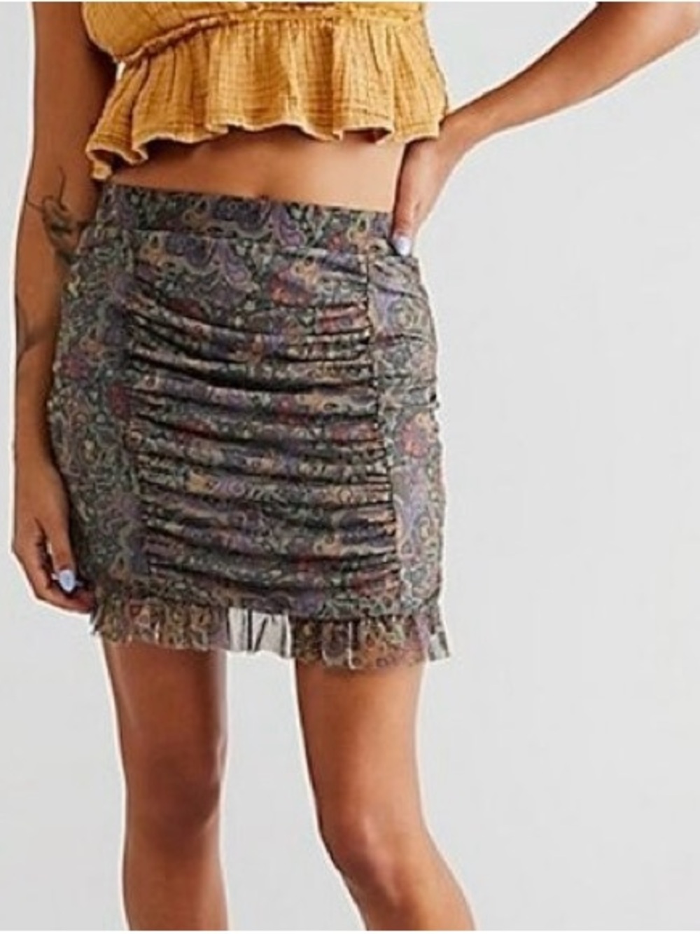 FREE PEOPLE “Remi Mesh Mini Skirt”